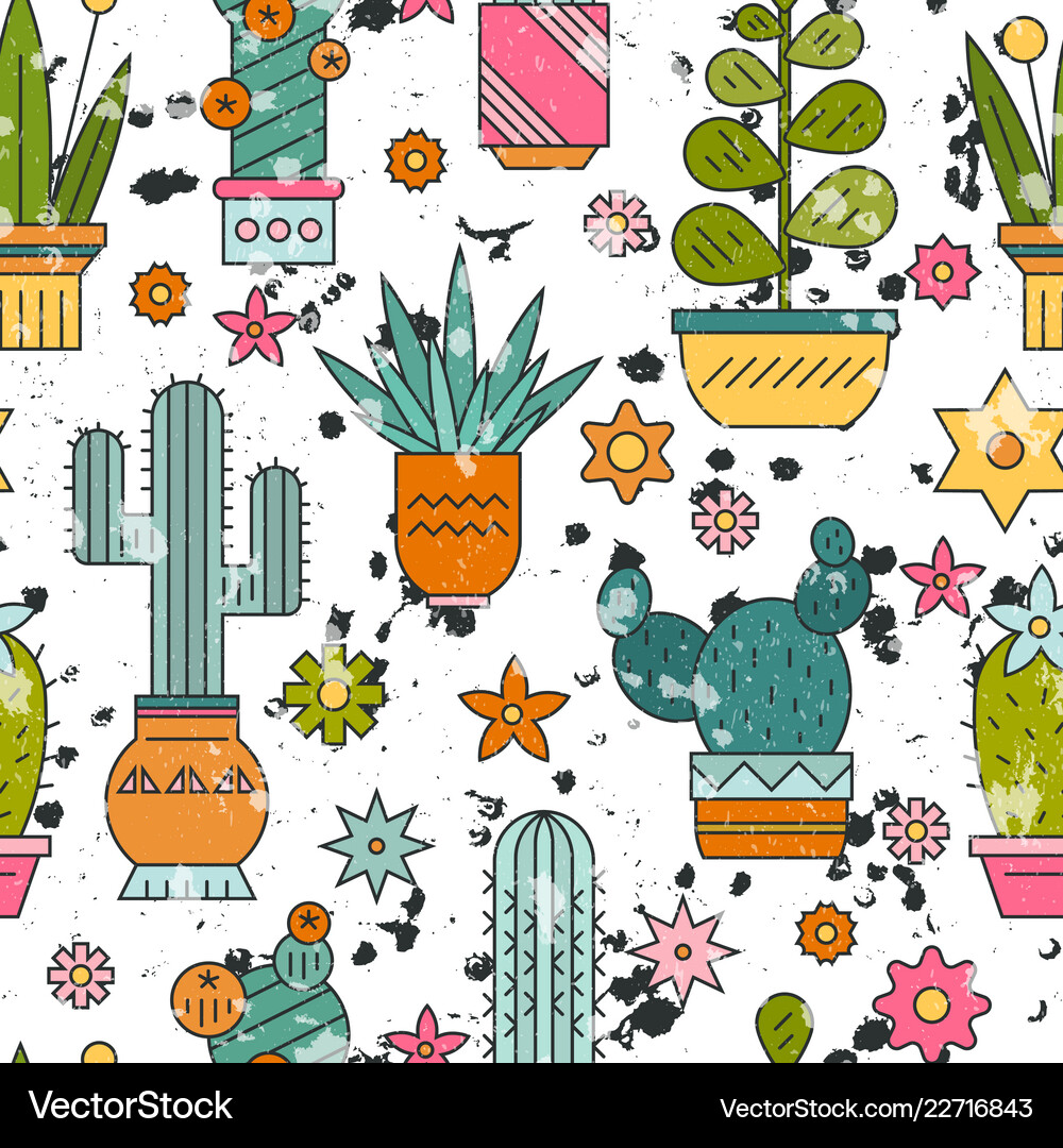 Cactus seamless pattern Royalty Free Vector Image