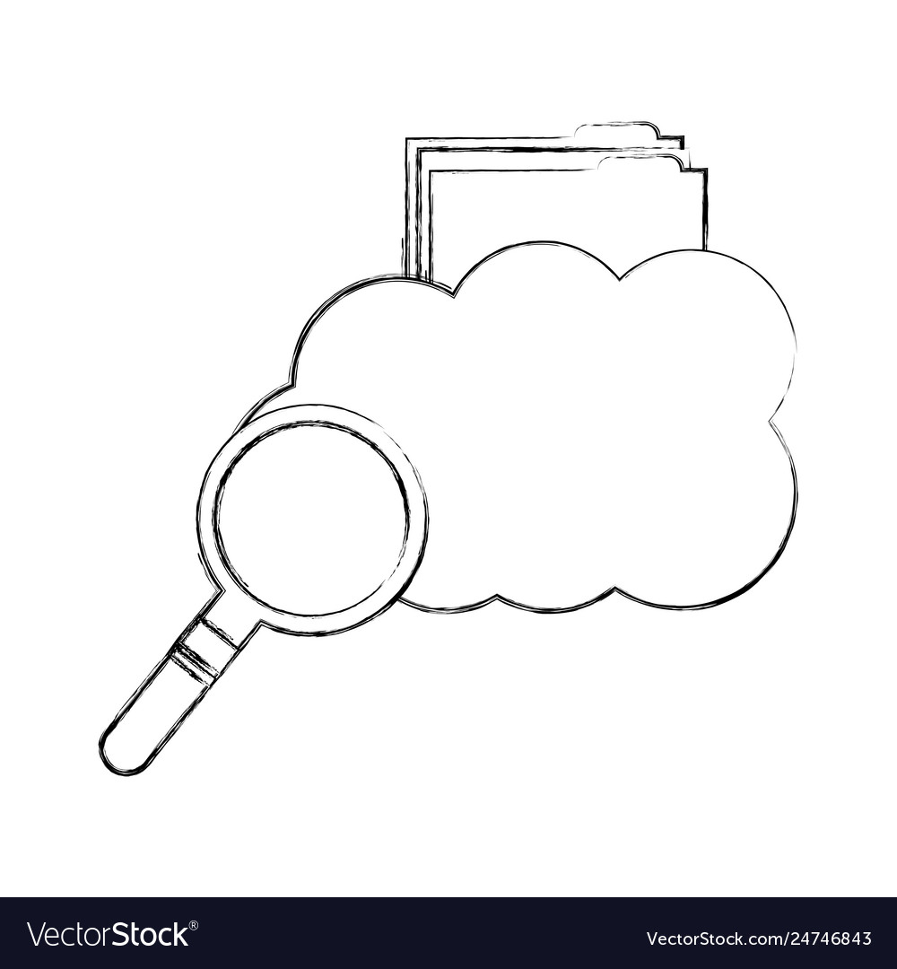 Cloud computing with folder and magnifying glass vector image Cloud computing with folder and magnifying glass