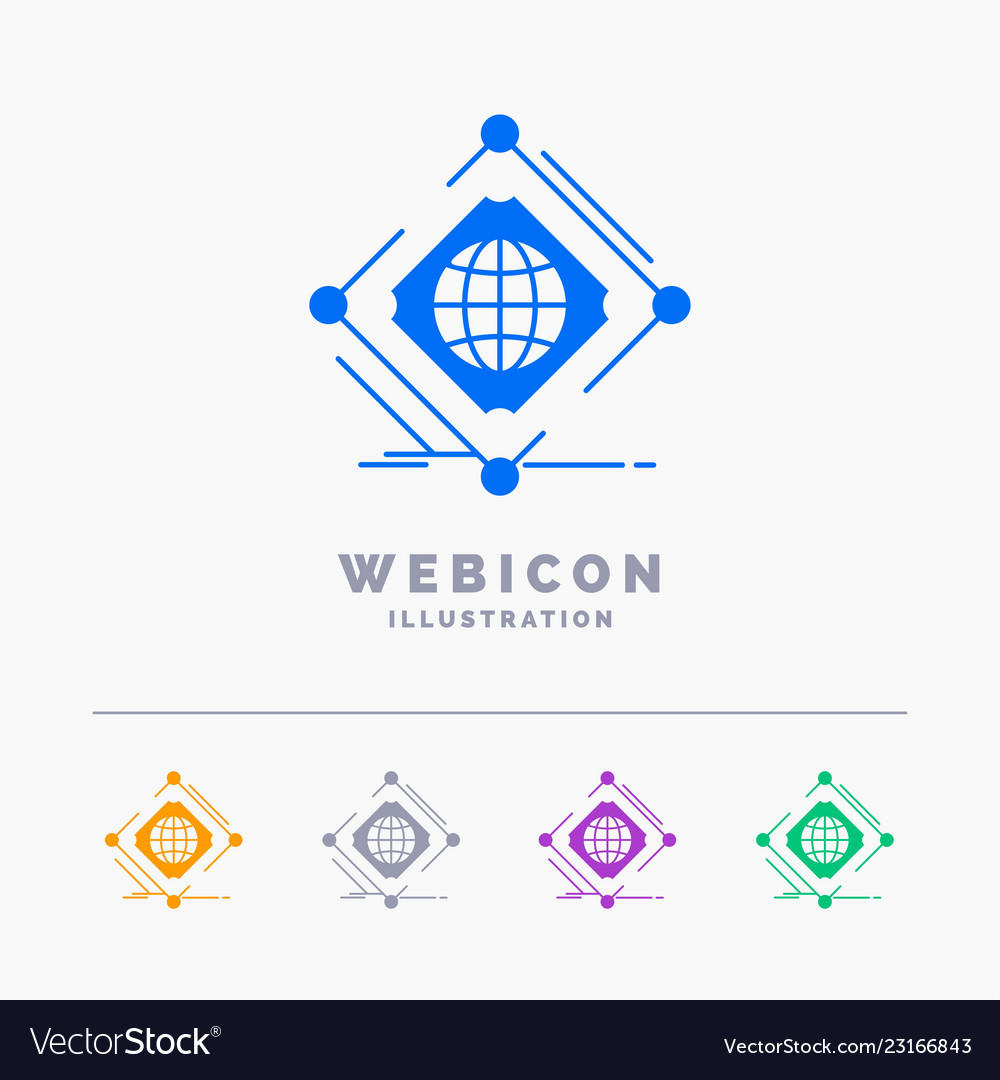 Complex global internet net web 5 color glyph Vector Image