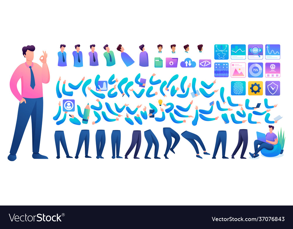 Constructor for creating a young man n11 create vector image Constructor for creating a young man n11 create