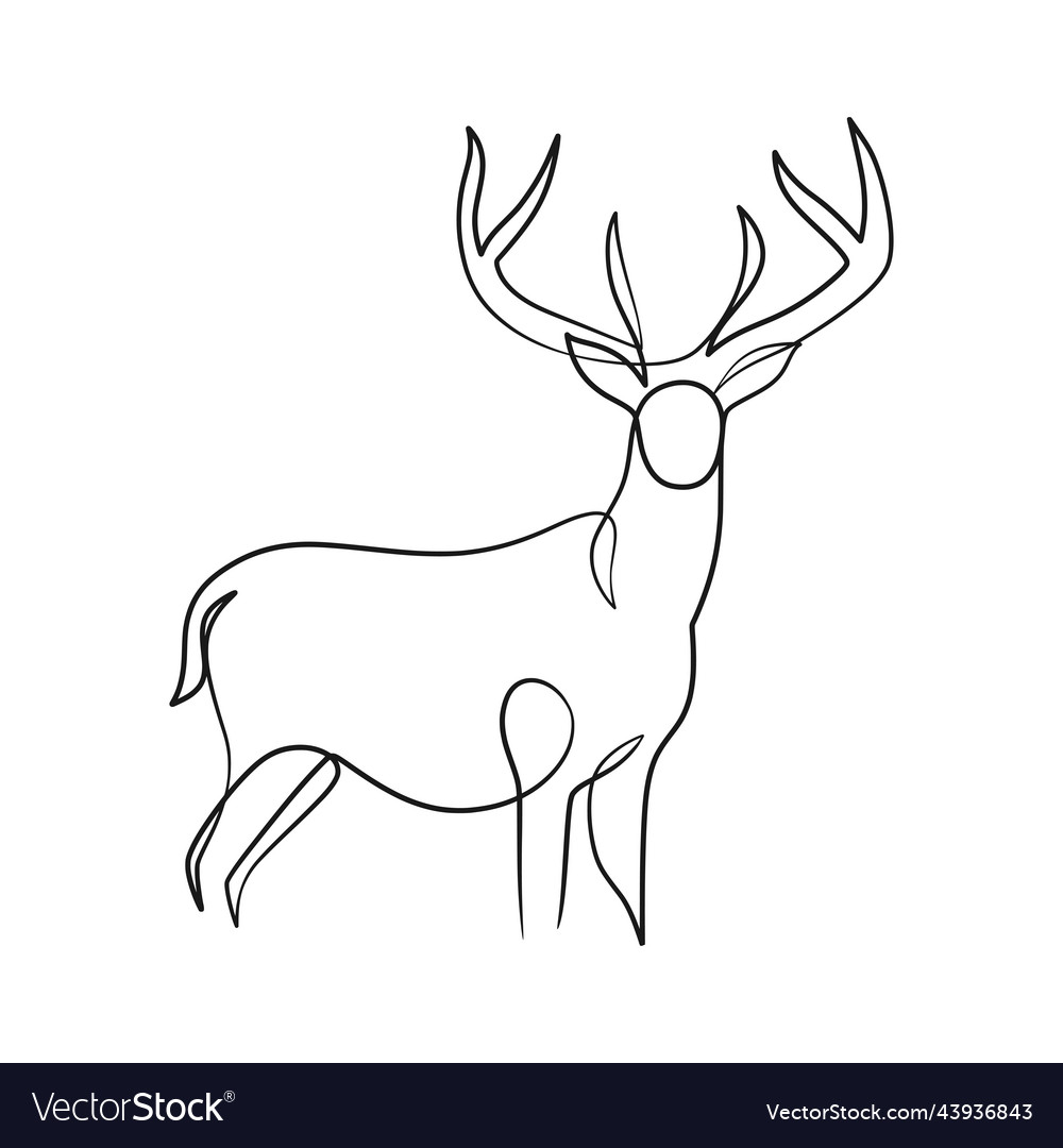 Deer continuous line art one Royalty Free Vector Image