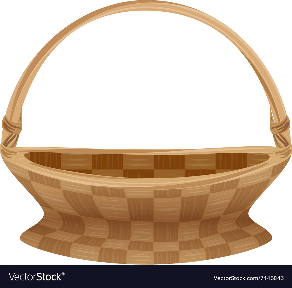 Empty wicker basket with handle straw