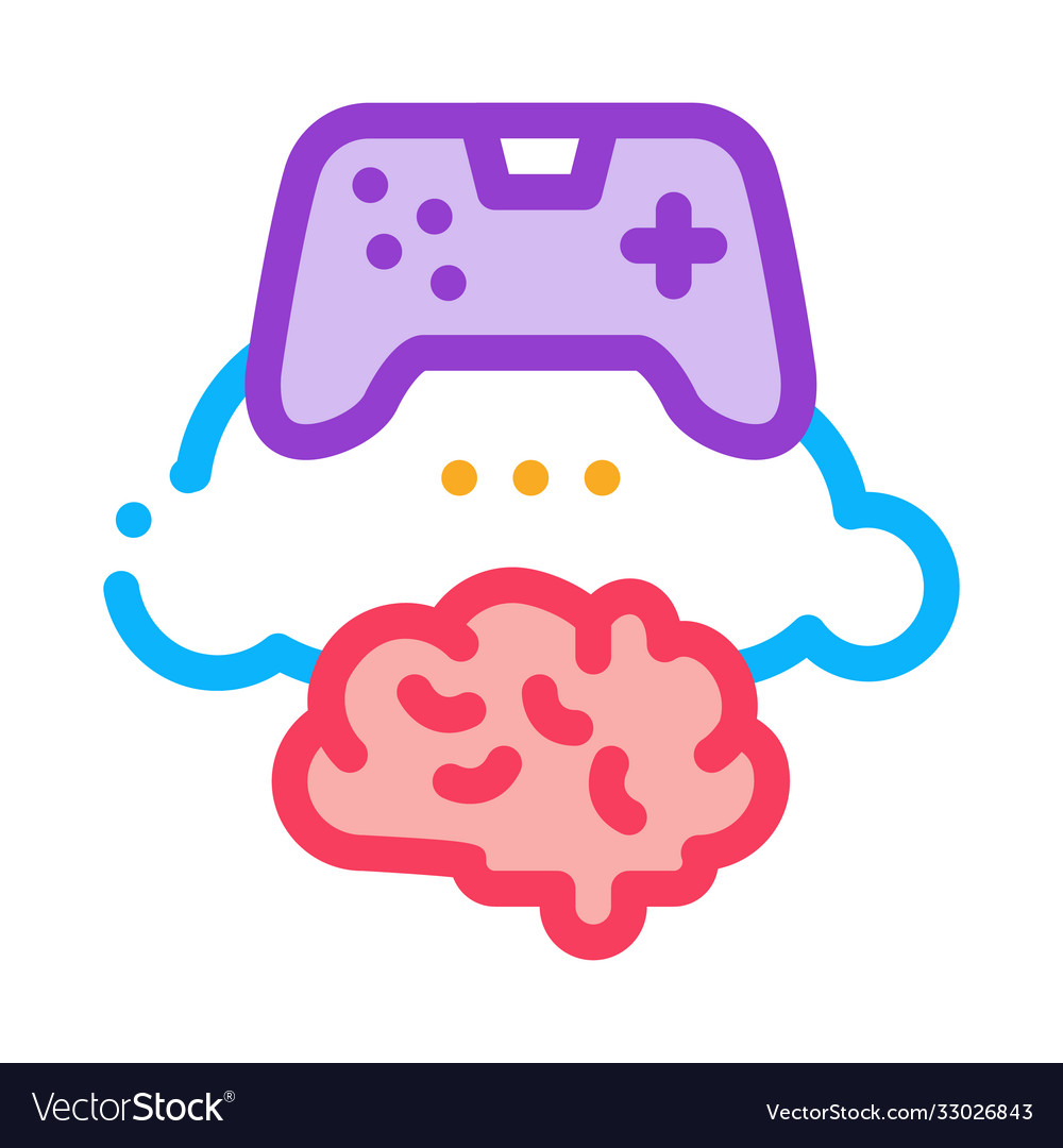 Game brain and cloud icon outline Royalty Free Vector Image