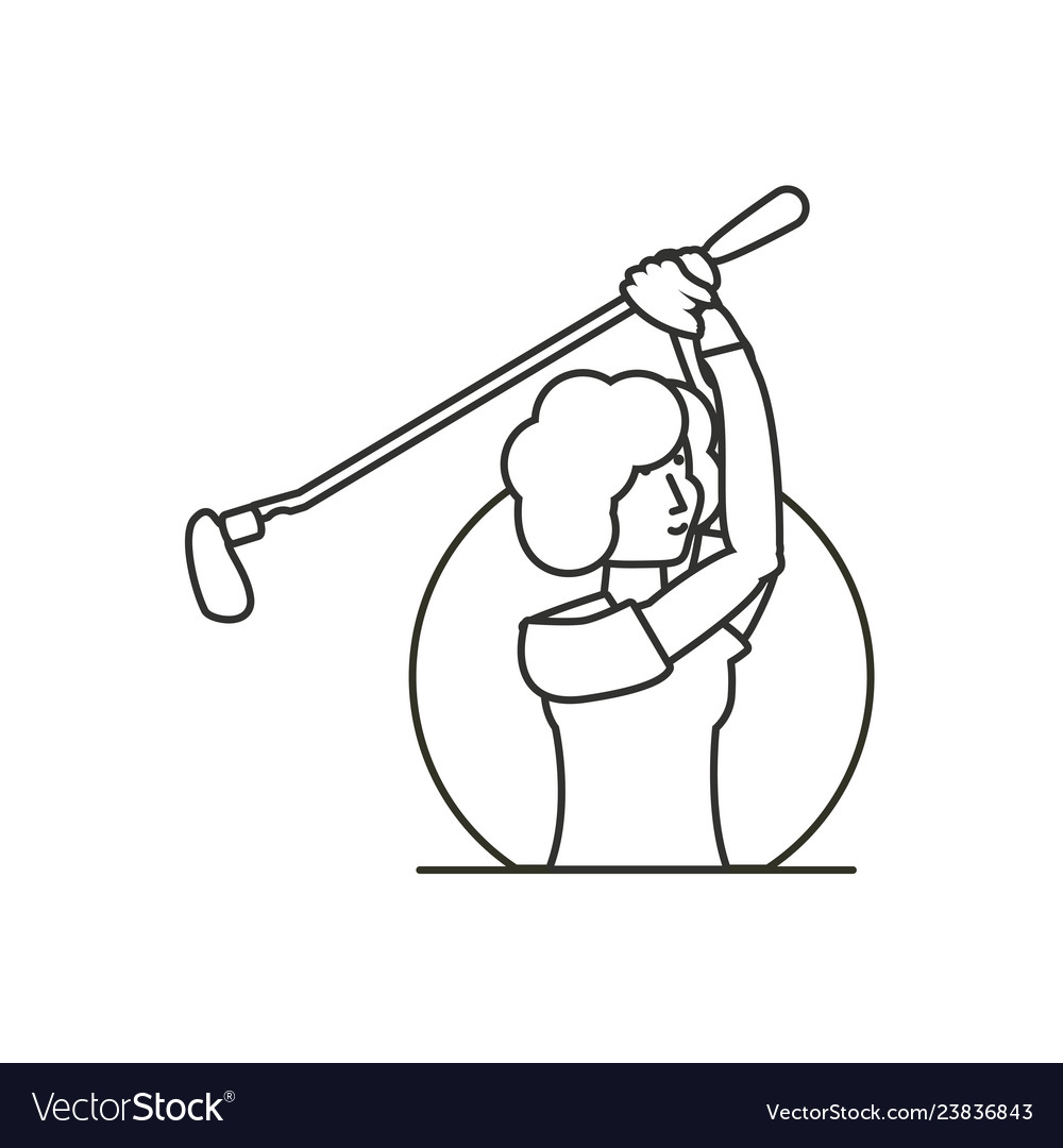 Golfer woman with stick golf