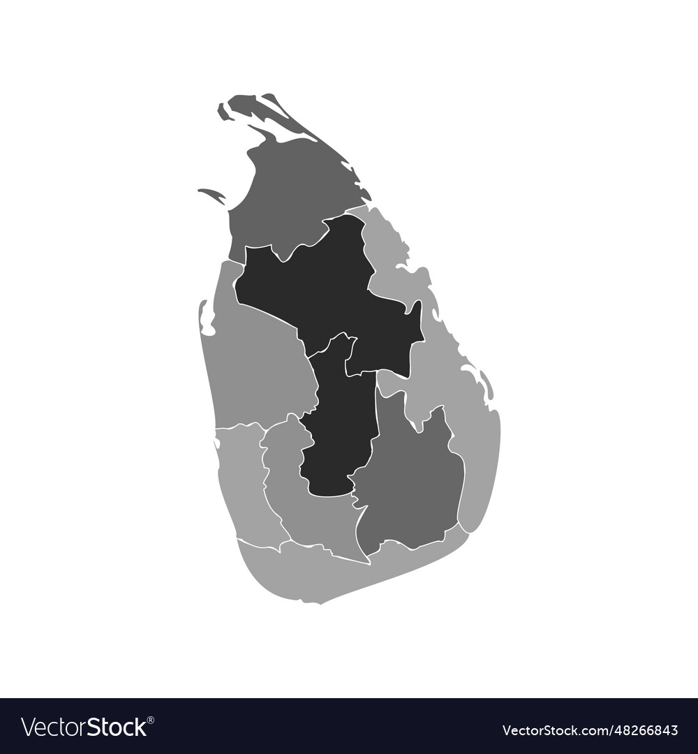 Gray divided map of sri lanka Royalty Free Vector Image