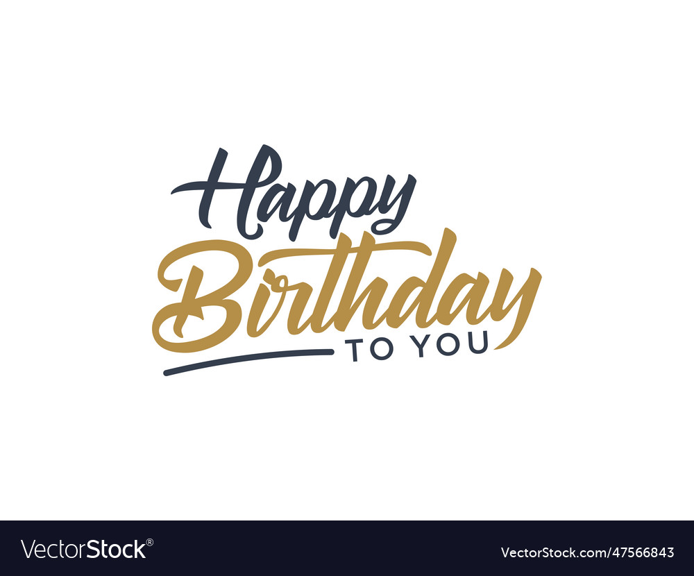 Happy birthday card black gold text hand drawn Vector Image