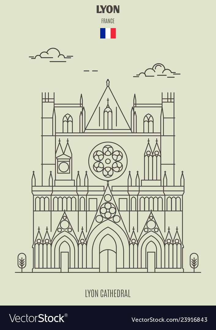 Lyon cathedral in Royalty Free Vector Image - VectorStock