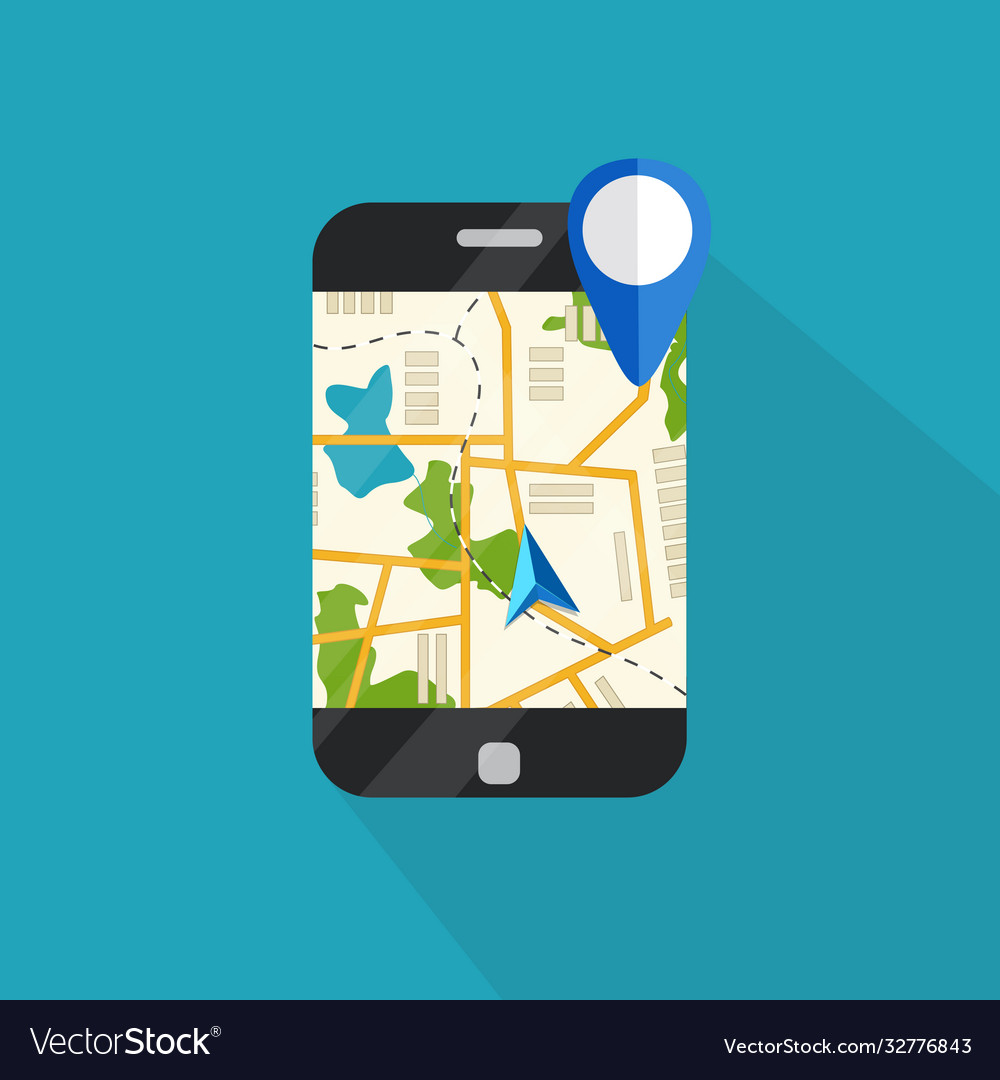 Mobile phone with navigation application vector image Mobile phone with navigation application