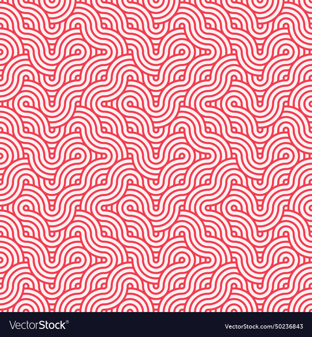 Red seamless circles lines and waves pattern