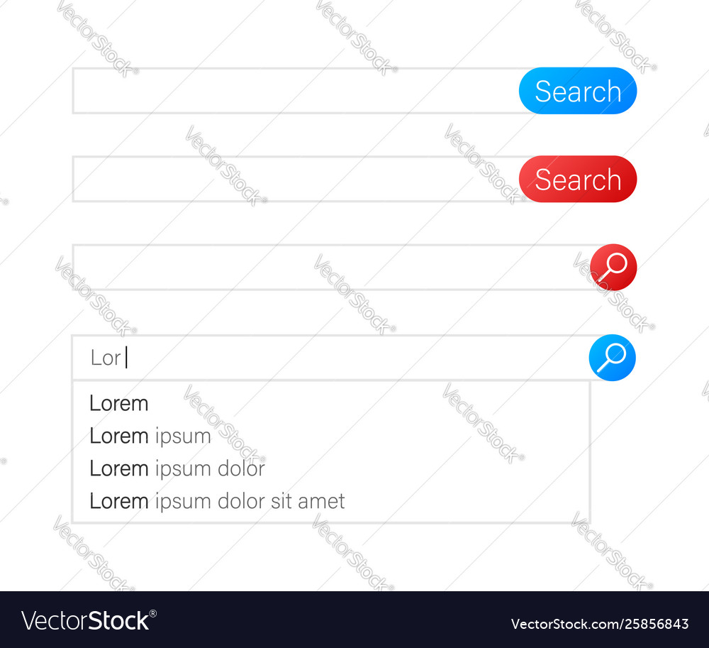 Search bar element design set boxes vector image Search bar element design set boxes