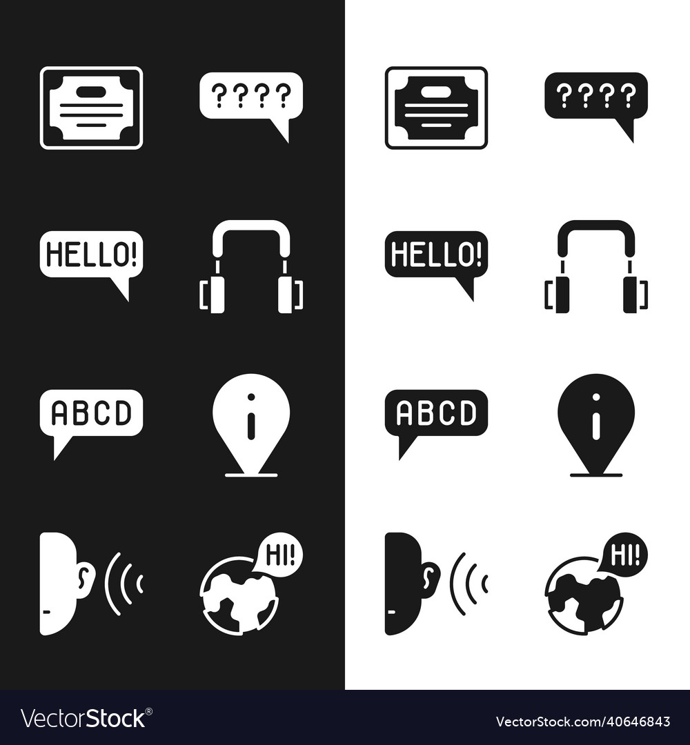 Set headphones hello in different languages vector image Set headphones hello in different languages