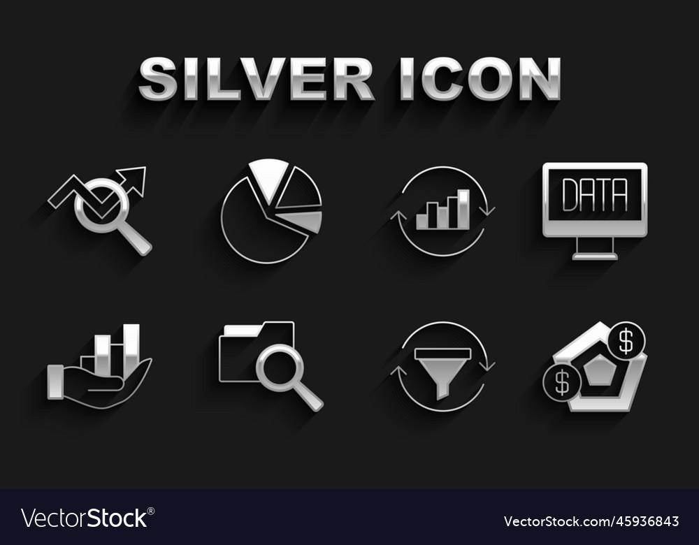 Set search with folder data analysis financial vector image Set search with folder data analysis financial