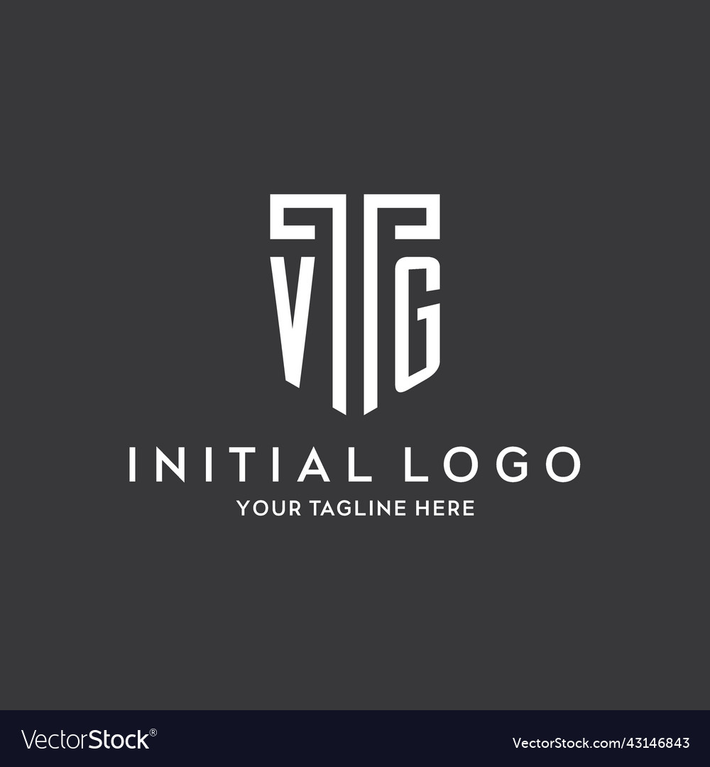 Vg monogram initial name with shield shape icon
