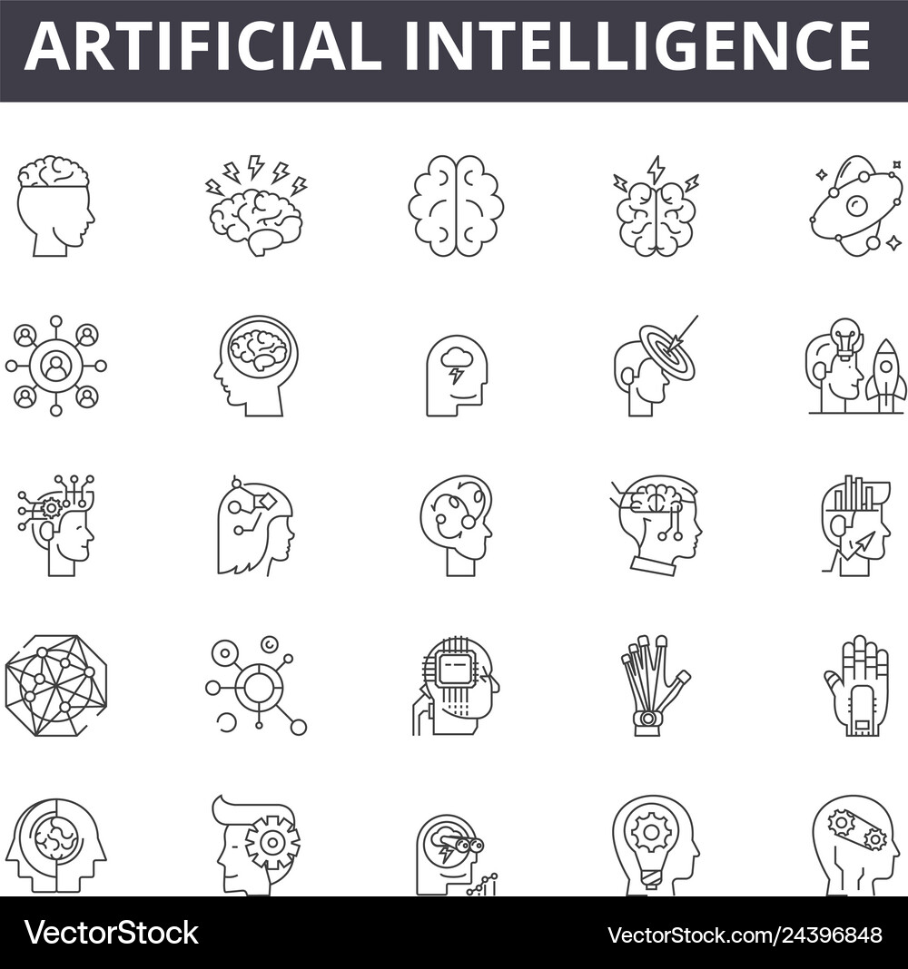 Artificial intelligence line icons for web Vector Image