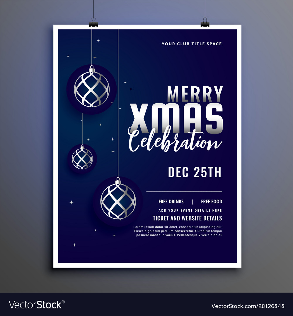 Celebration Flyer Design For Merry Christmas Vector Image