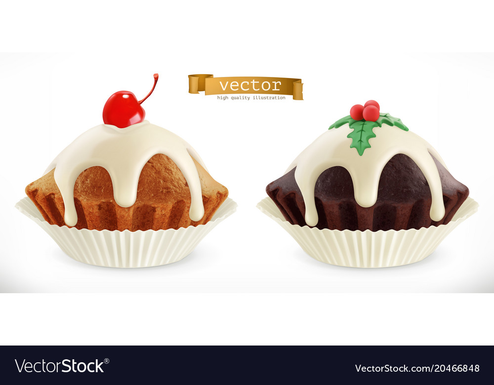 Chocolate Christmas Cupcake Fairy Cake With Vector Image Chocolate Christmas Cupcake Fairy Cake With Vector Image