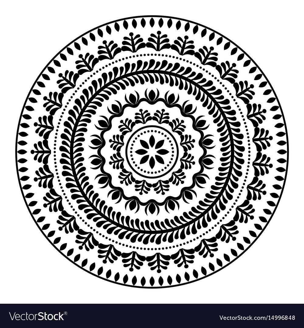 Download Folk round pattern hippie black mandala boho sty Vector Image