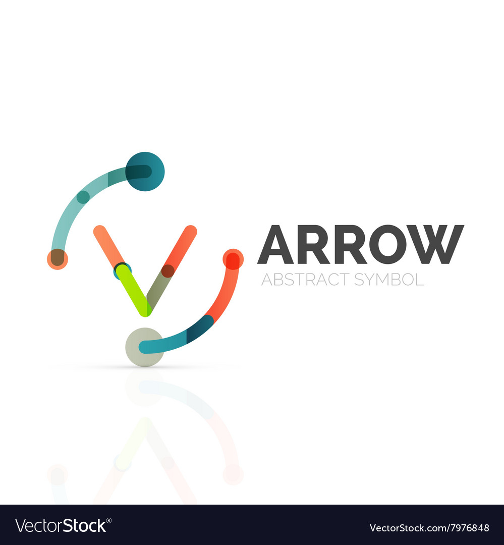 Linear arrow abstract logo connected multicolored Vector Image