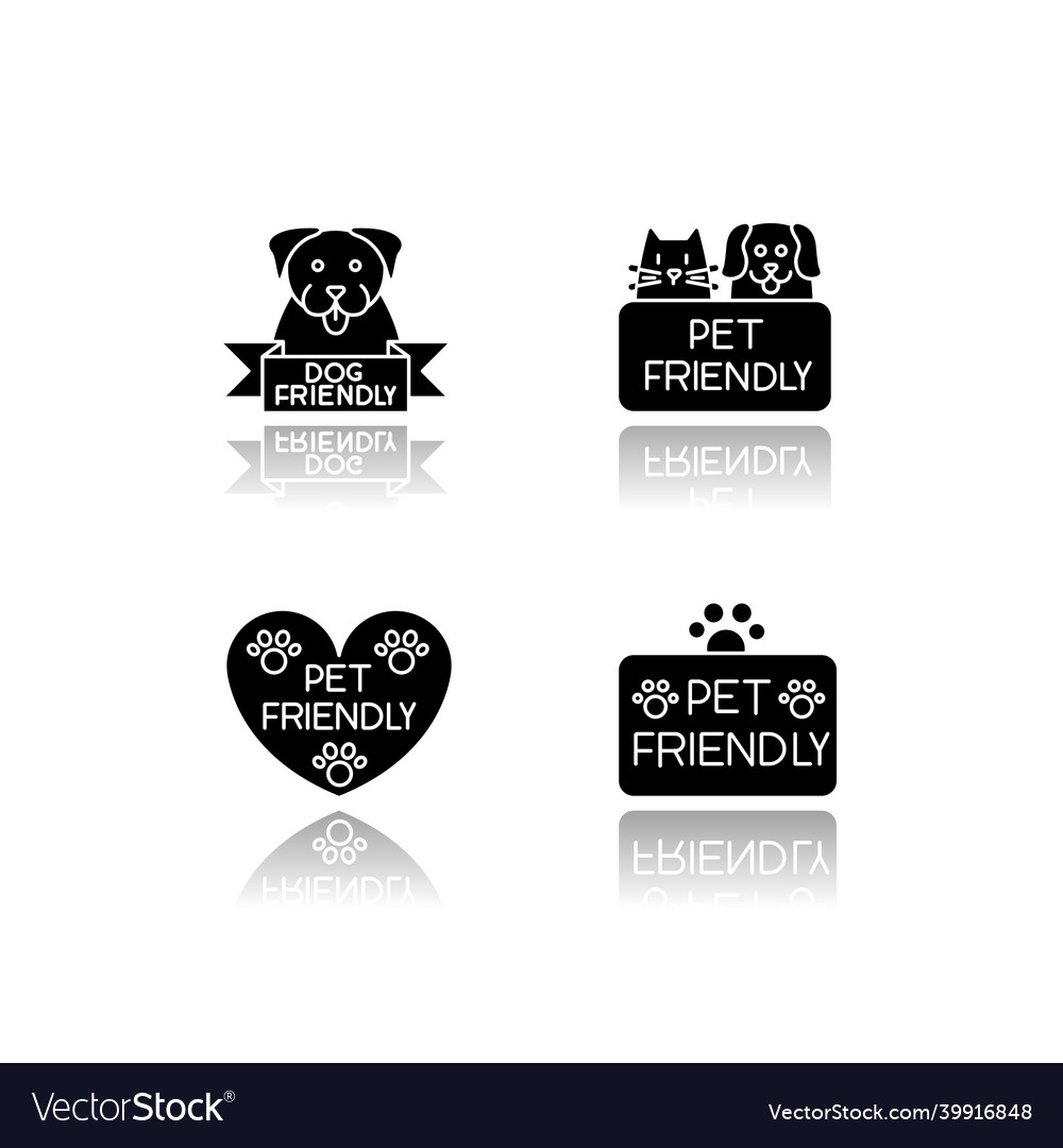 Pet friendly service drop shadow black glyph vector image Pet friendly service drop shadow black glyph