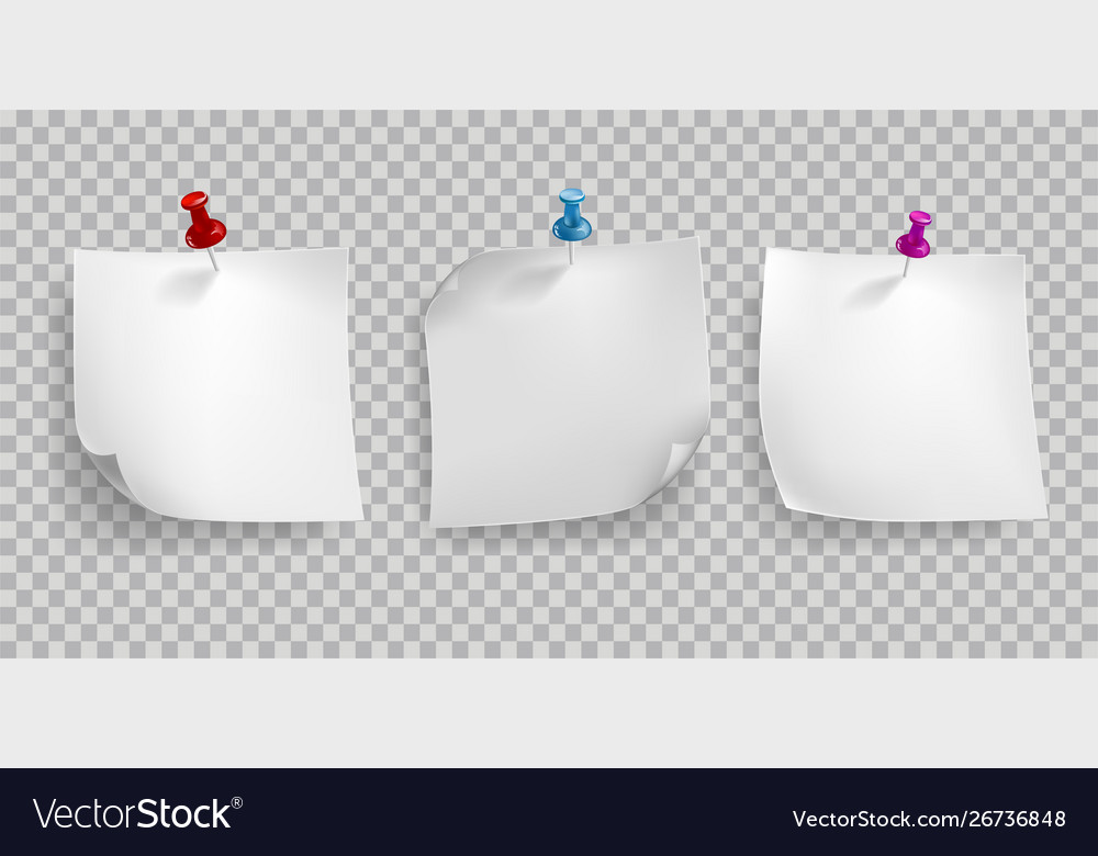 Retro realistic frame with paper and pin isolated