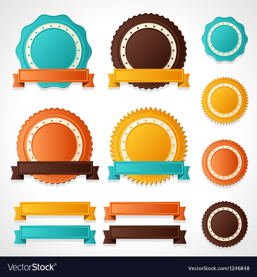 Set of labels badges and ribbons Royalty Free Vector Image