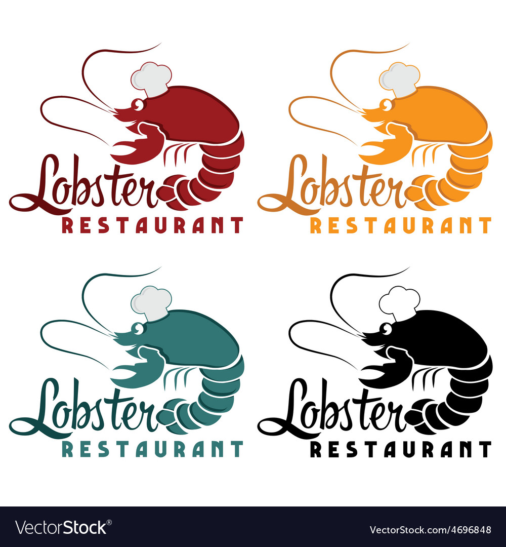 Set of lobsters in chef hat Royalty Free Vector Image