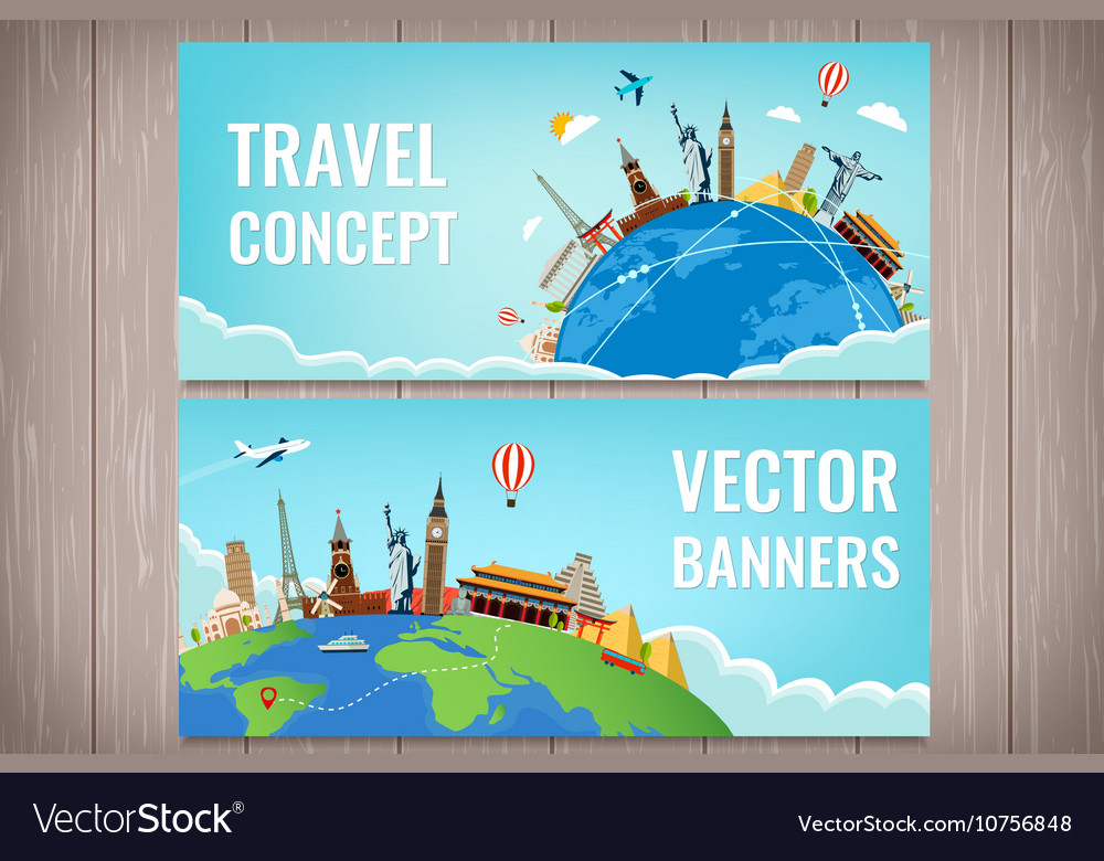 Travel composition with famous world landmarks Vector Image