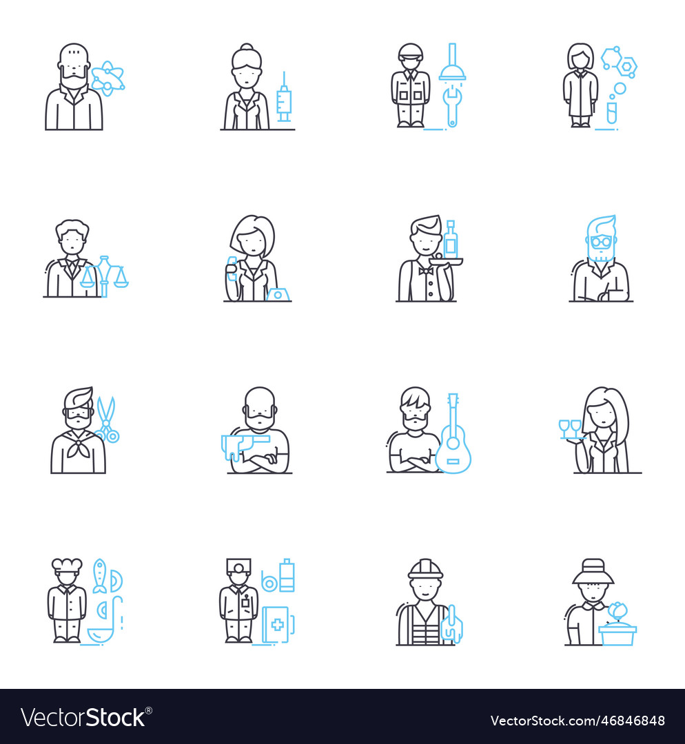 Vocation linear icons set calling purpose vector image Vocation linear icons set calling purpose