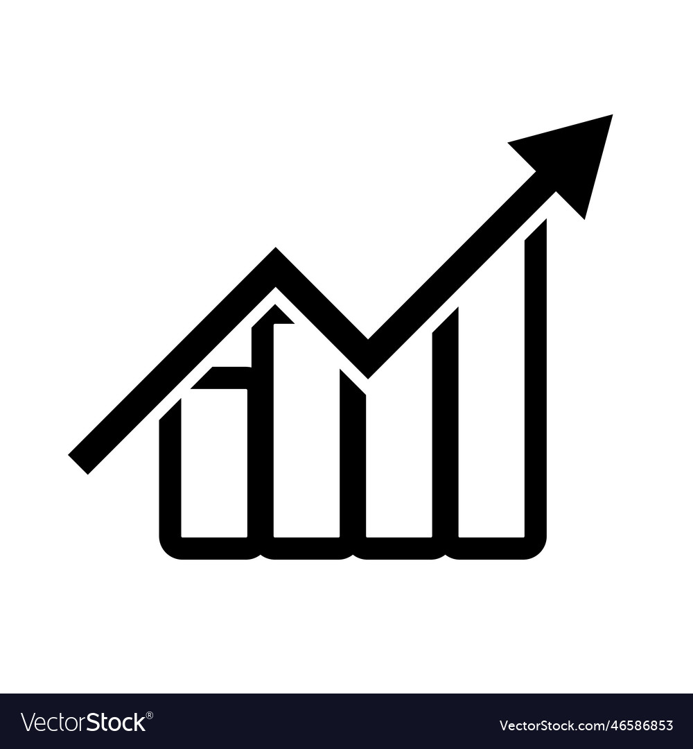 Bar and arrow growing graph Royalty Free Vector Image