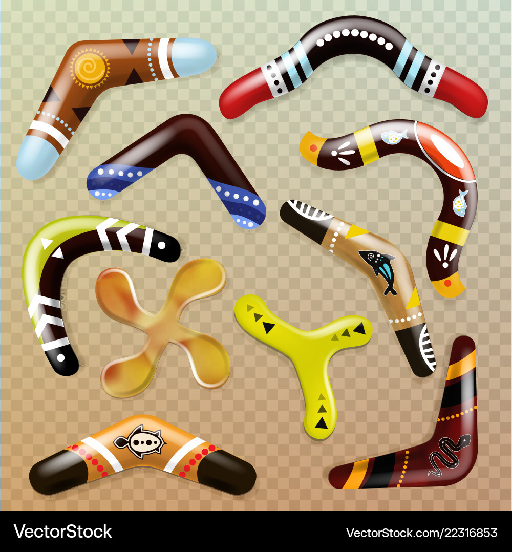 Boomerang aboriginal throwing weapon and Vector Image