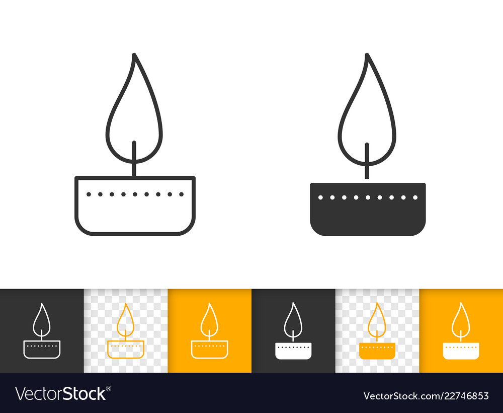 Candle flame simple black line fire icon