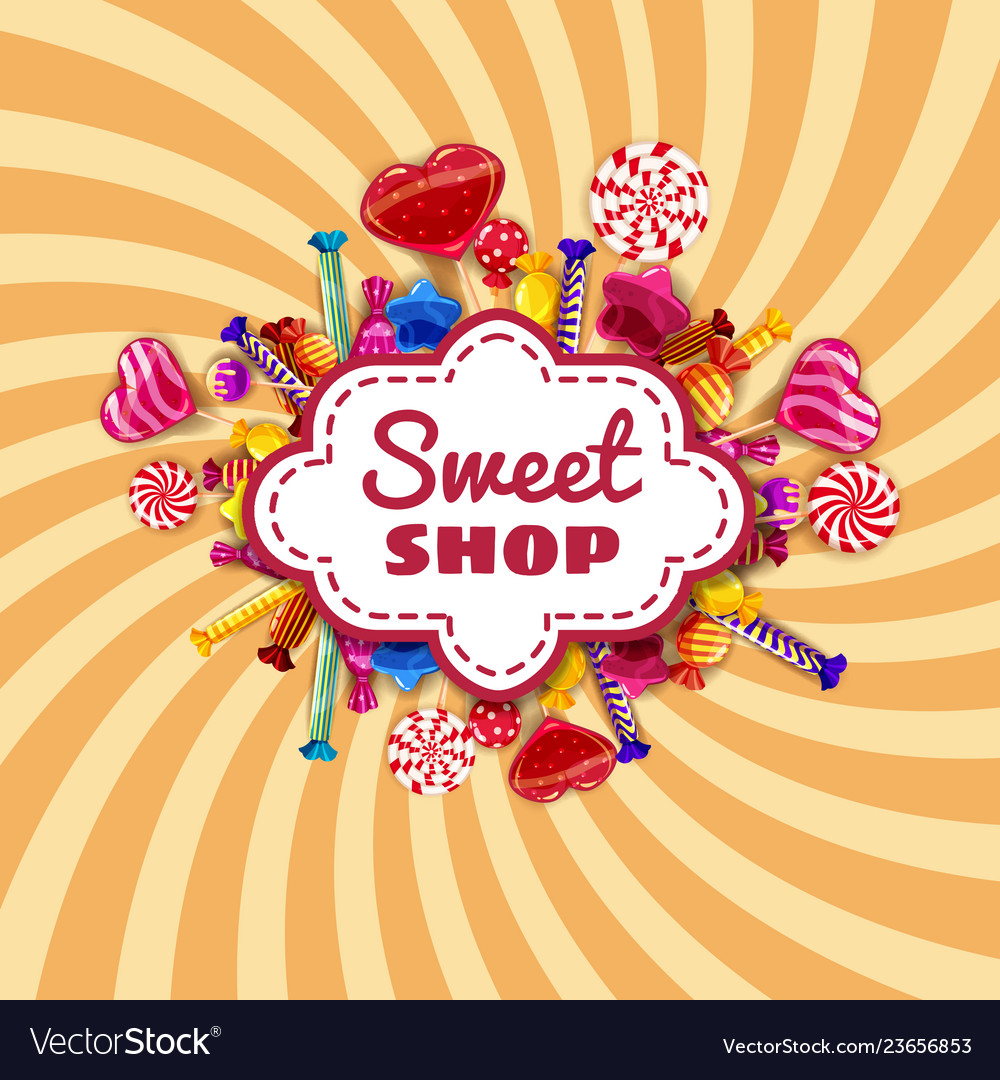 Candy sweet shop template set of different colors