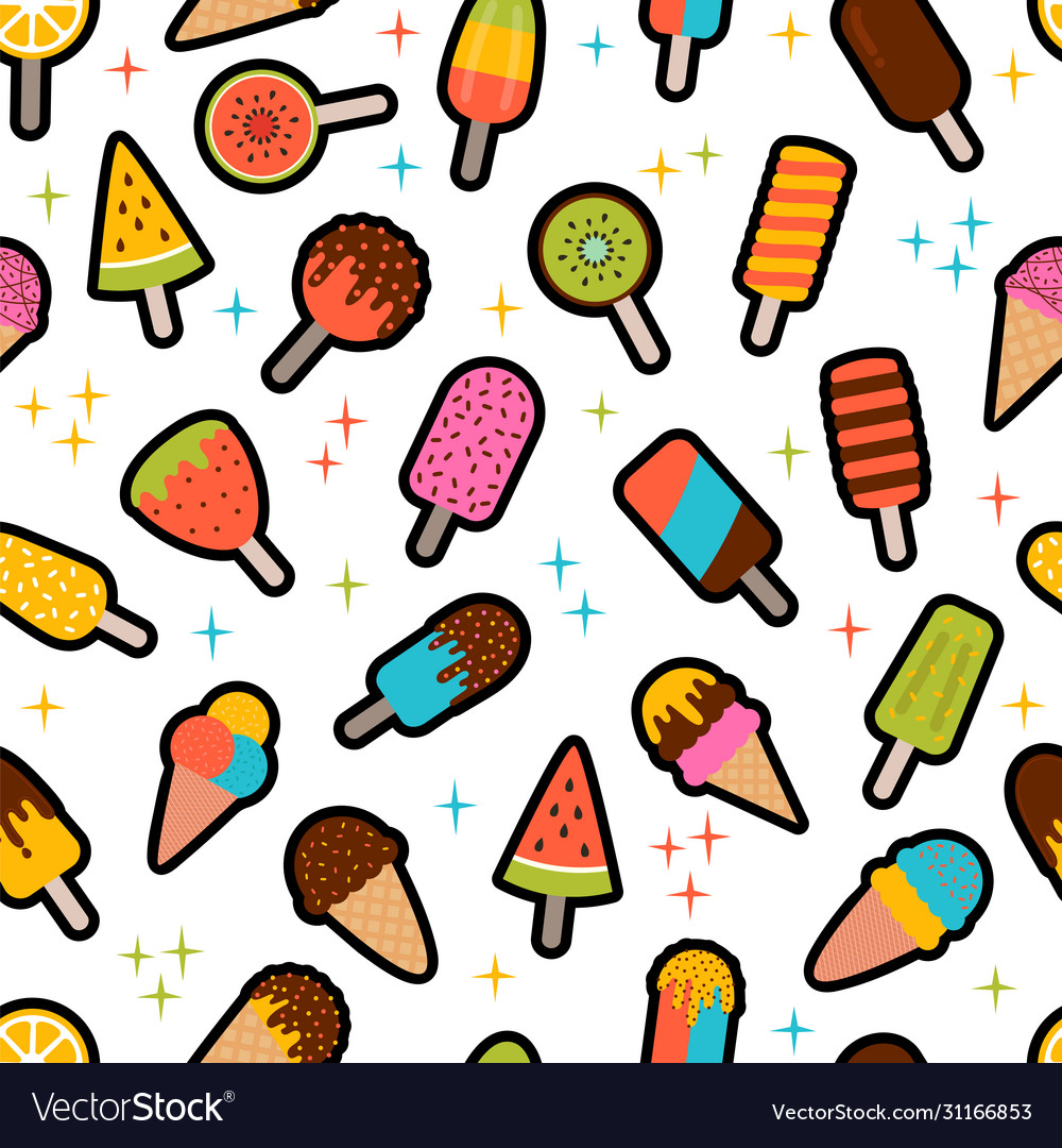 Cute summer seamless pattern with ice cream