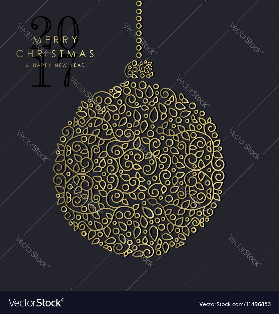 Gold christmas and new year ornamental bauble Vector Image