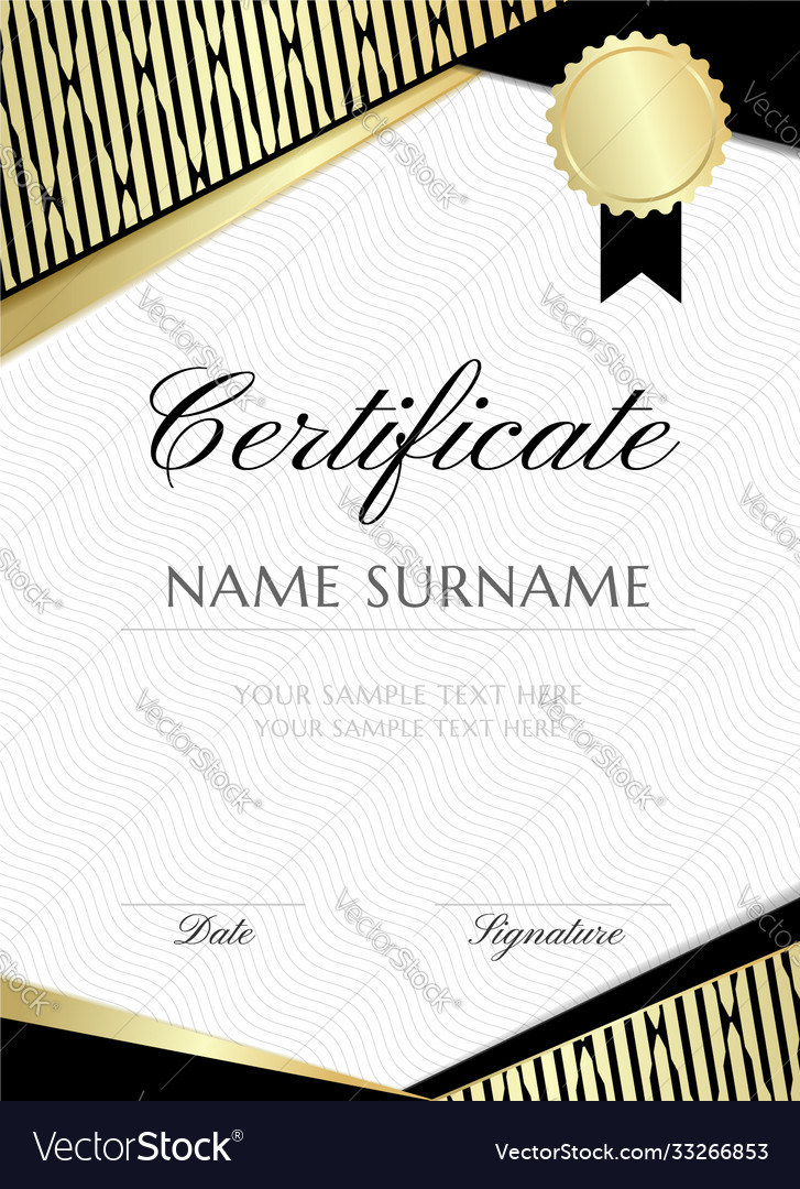 Golden stripped texture certificate design