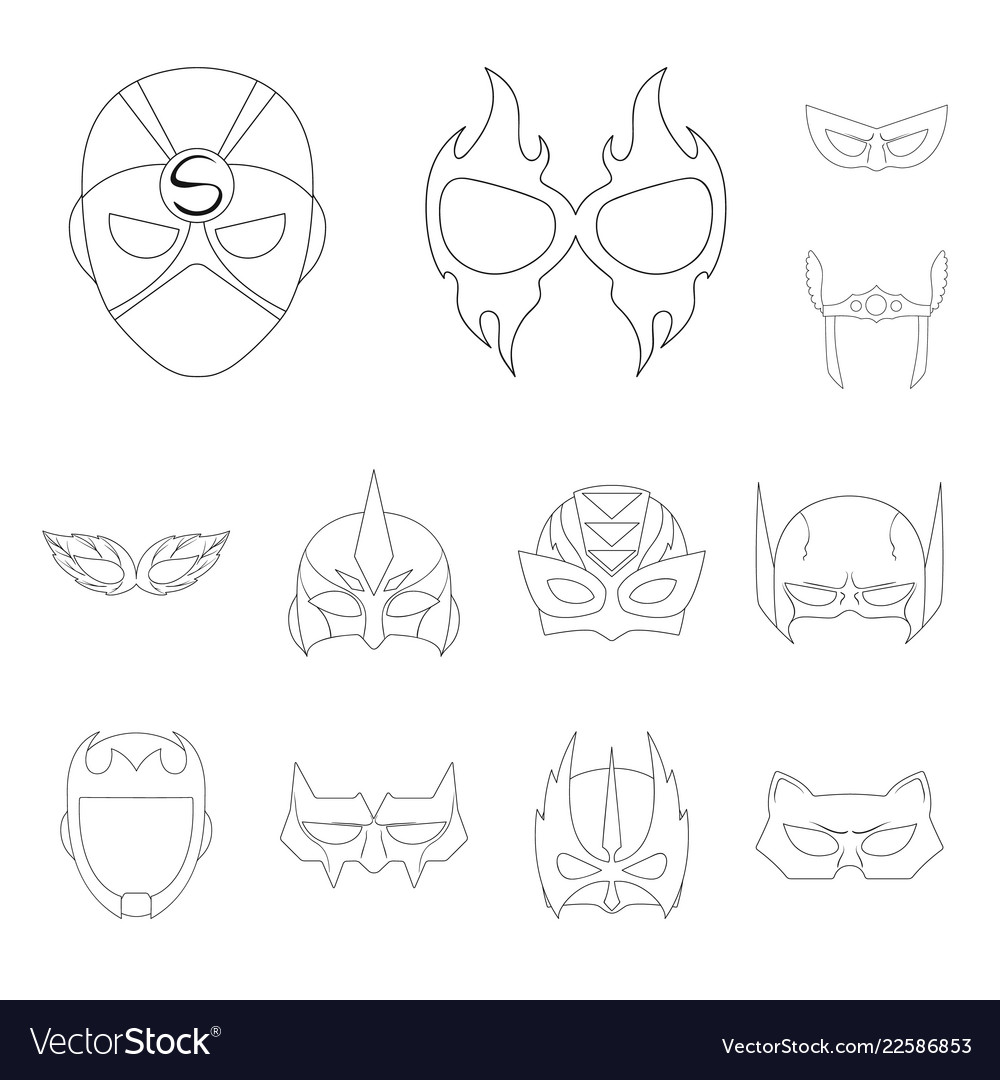 Isolated object of hero and mask icon collection