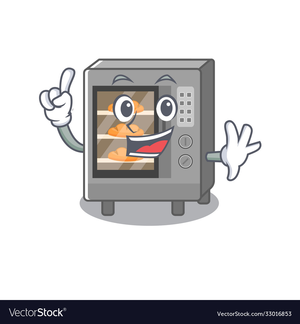 Mascot cartoon concept oven cake in one finger