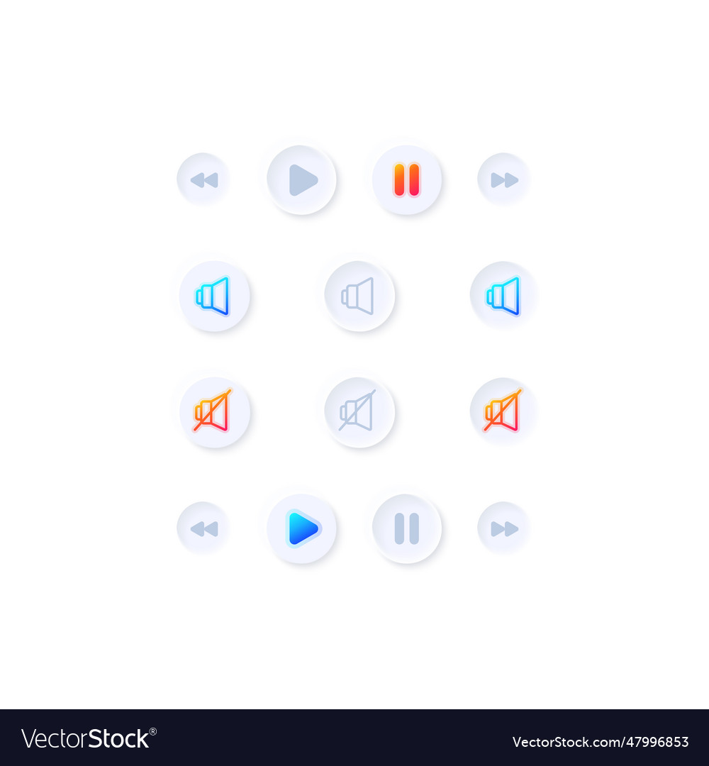 Media ui elements kit Vector Image Media ui elements kit
