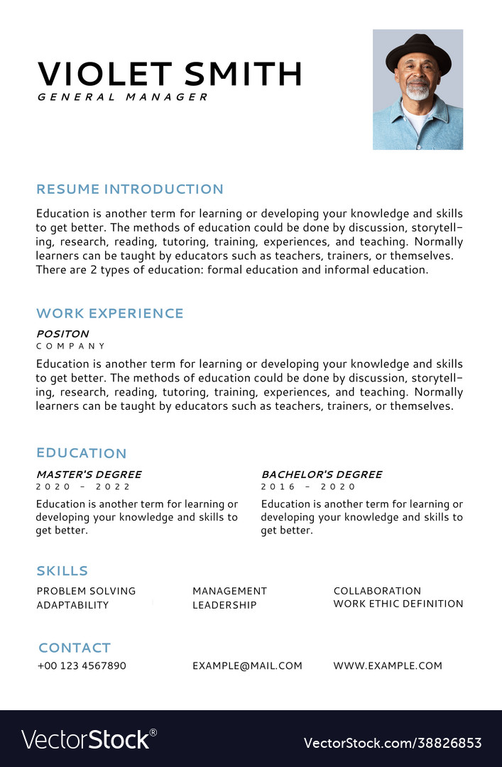 Minimal resume editable template cv builder Vector Image