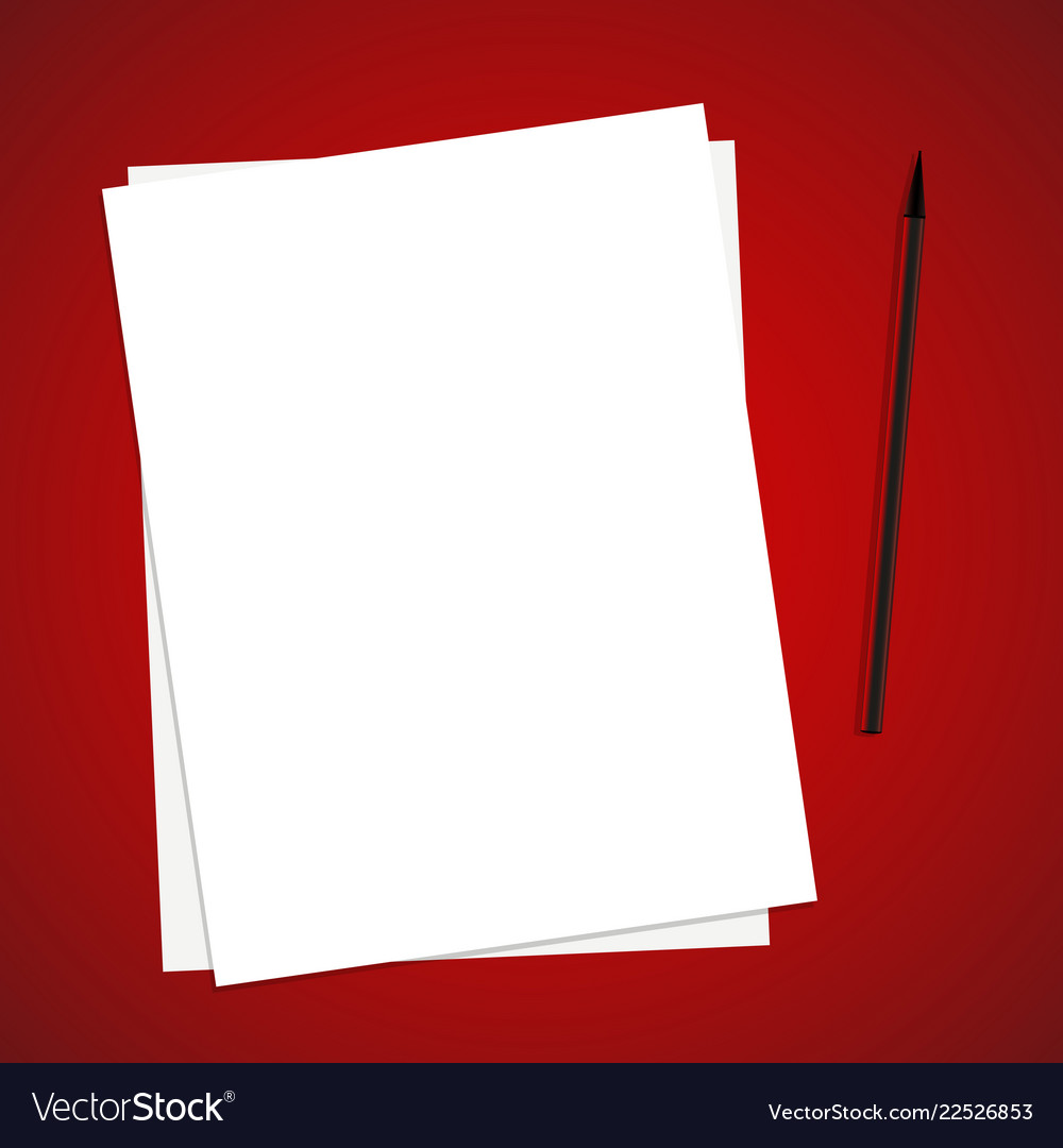 Paper list on red table with brushpen template
