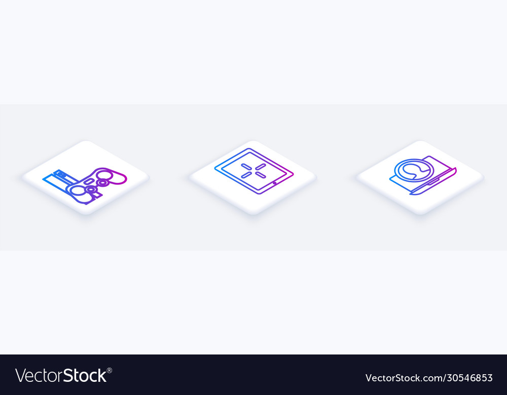 Set isometric line game console with joystick vector image Set isometric line game console with joystick