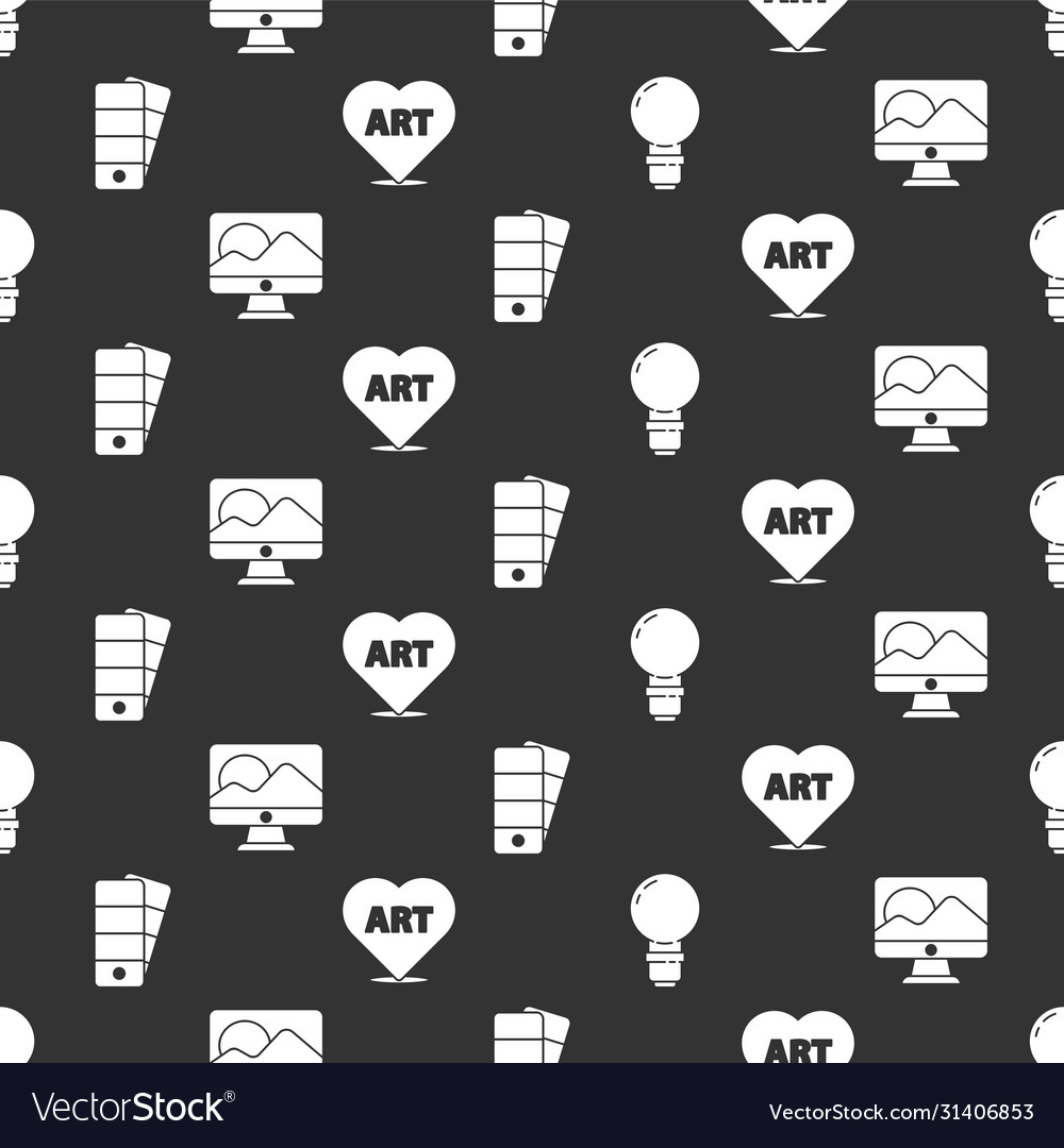 Set light bulb computer monitor screen palette vector image Set light bulb computer monitor screen palette