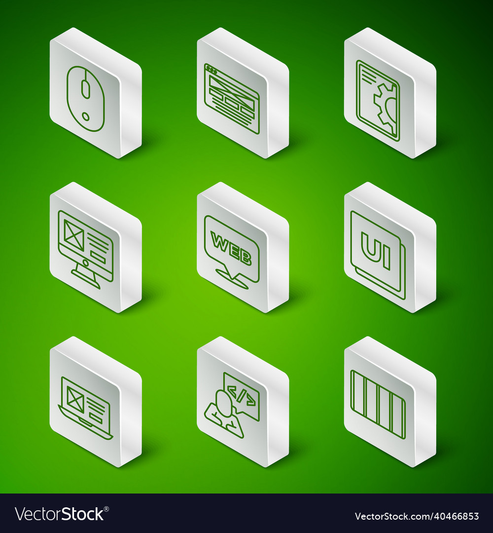 Set line color palette guide front end vector image Set line color palette guide front end