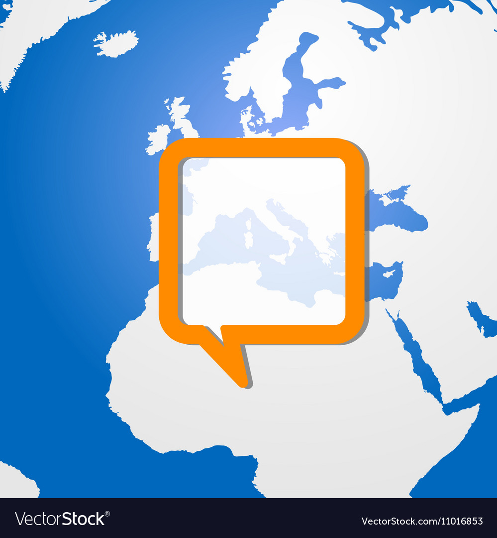 Square speech bubble with planet earth color