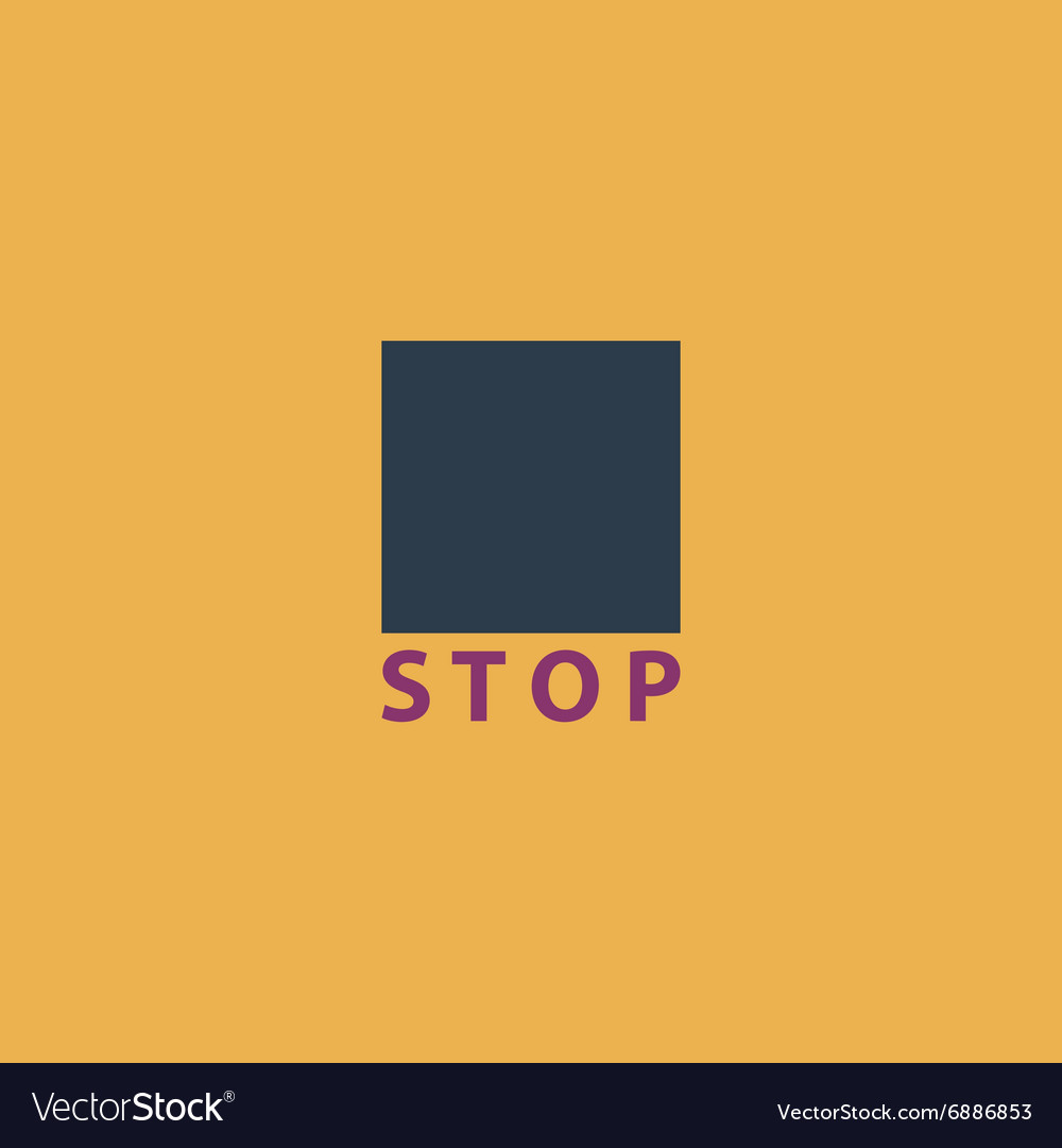 Stop button icon flat design style