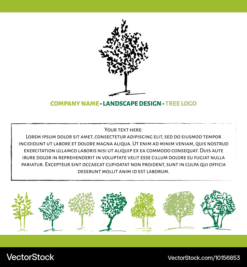 Tree set and logo Royalty Free Vector Image - VectorStock