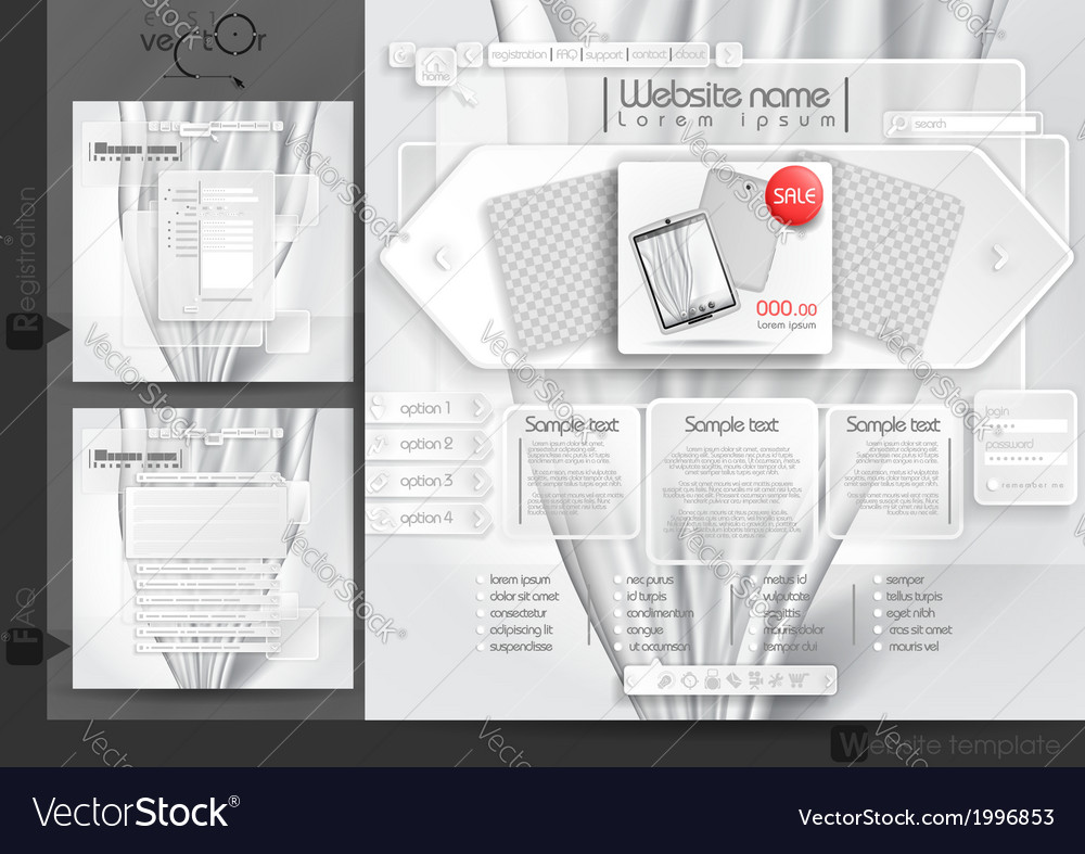 Website design template menu elements