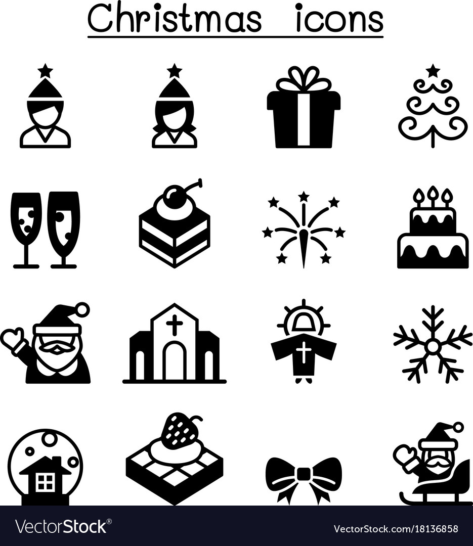 Basic christmas icon set Royalty Free Vector Image