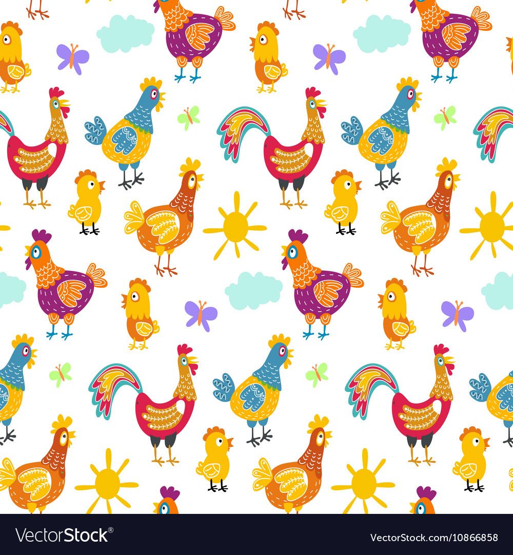 Cheerful Chicken Seamless Muster