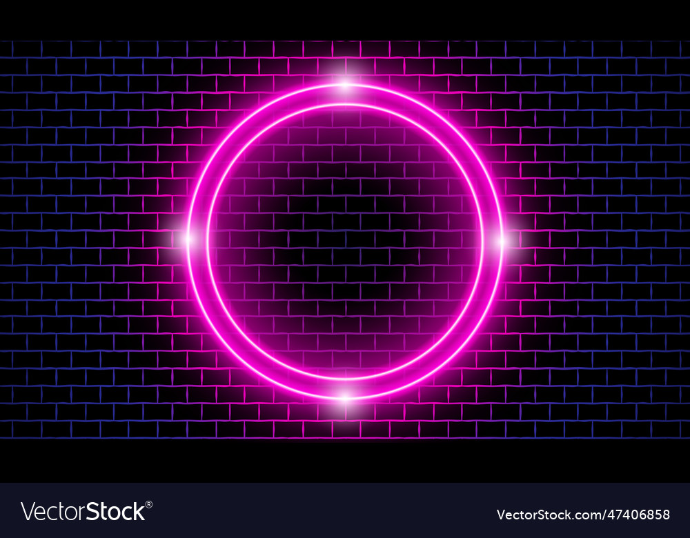 Circle pink neon glow background with blue brick w